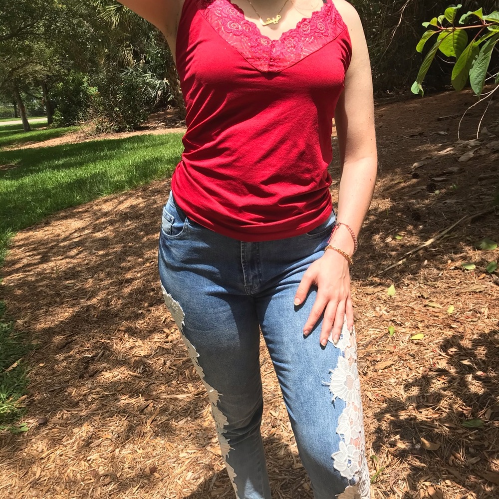 Lace Red Tank ❌‼️ - Picture 5 of 5